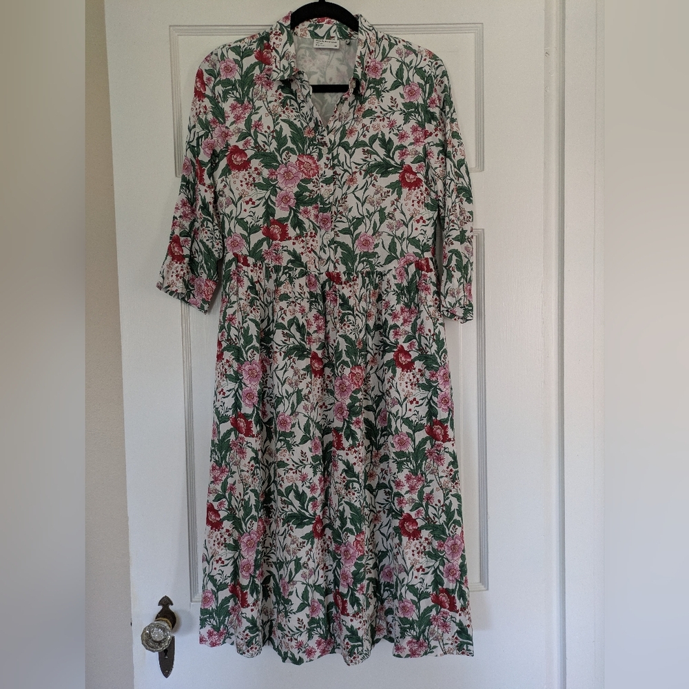 Frank & Oak Floral Button Front Shirt Dress XS